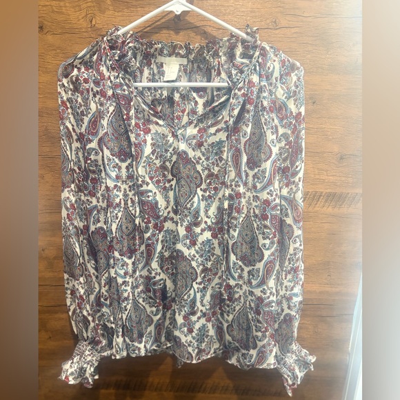 H&M SheerFloral Print Ruffle Blouse - Picture 2 of 7